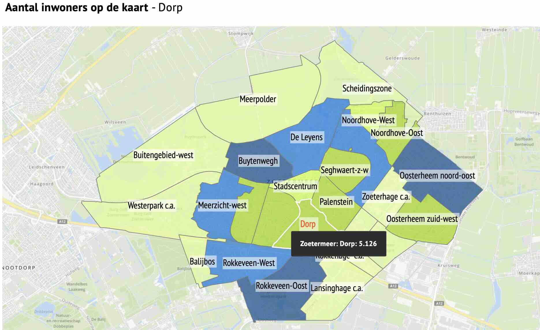 Zoetermeer wijk Dorp ca. 5000 inw.